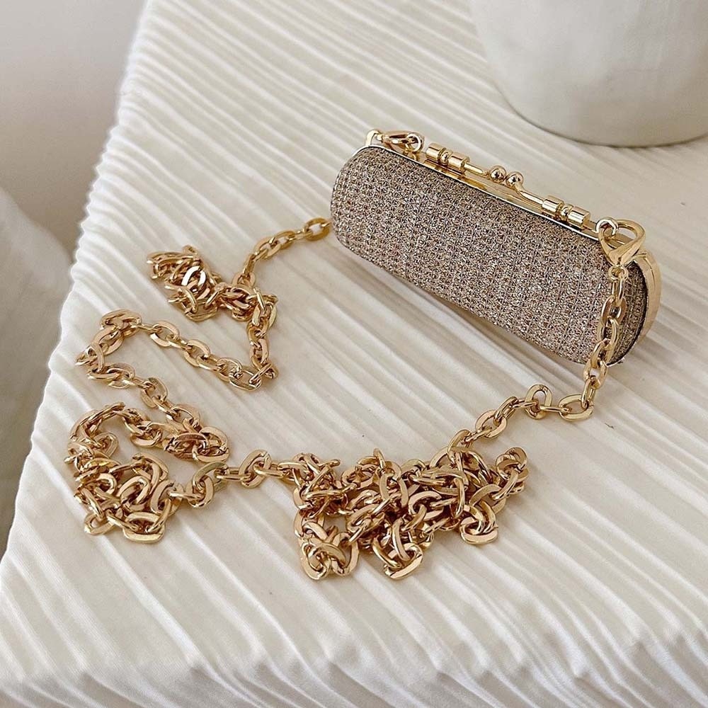 Mini Bag Evening Clutch - Bolsa de Corrente com Strass, Bolsa