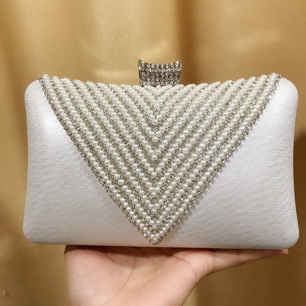 Mini Bag Evening Clutch - Mulheres pérola diamante frisado saco de
