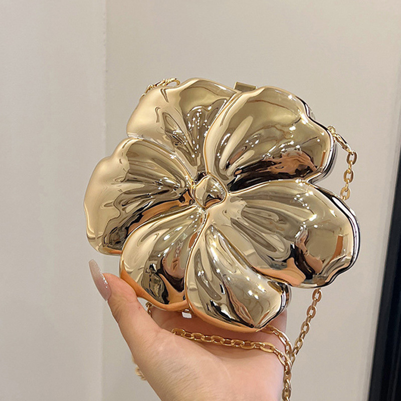 Mini Bag Evening Clutch - Bolsa de ombro metálica para mulheres,