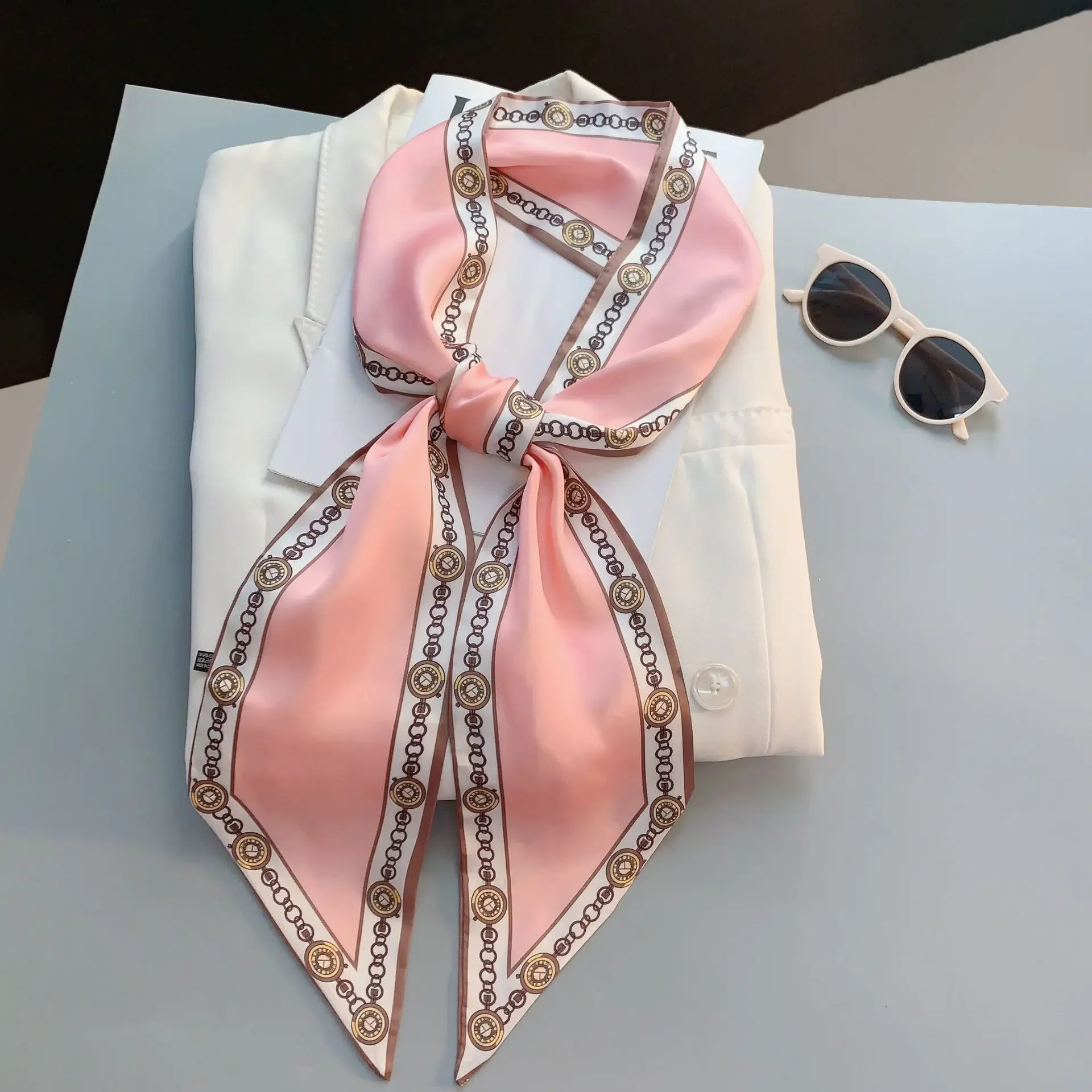 Lenço Estreito Estampado Xadre - Luxury Bags Brands For Women avaliação e preço