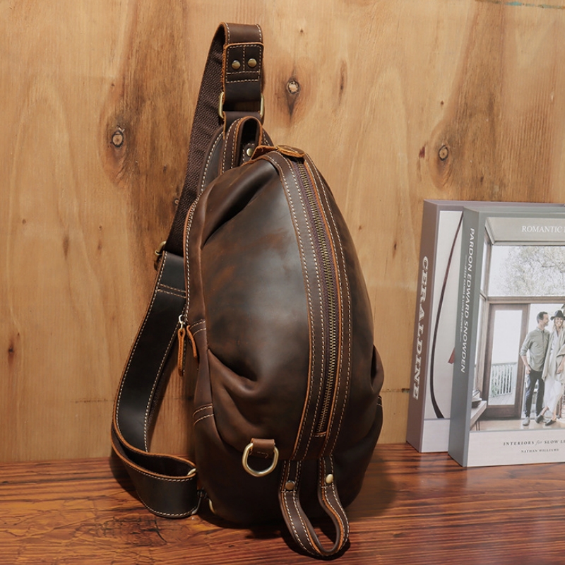 Bolsa de peito de couro real m - Luxury Bags For Men avaliação e preço